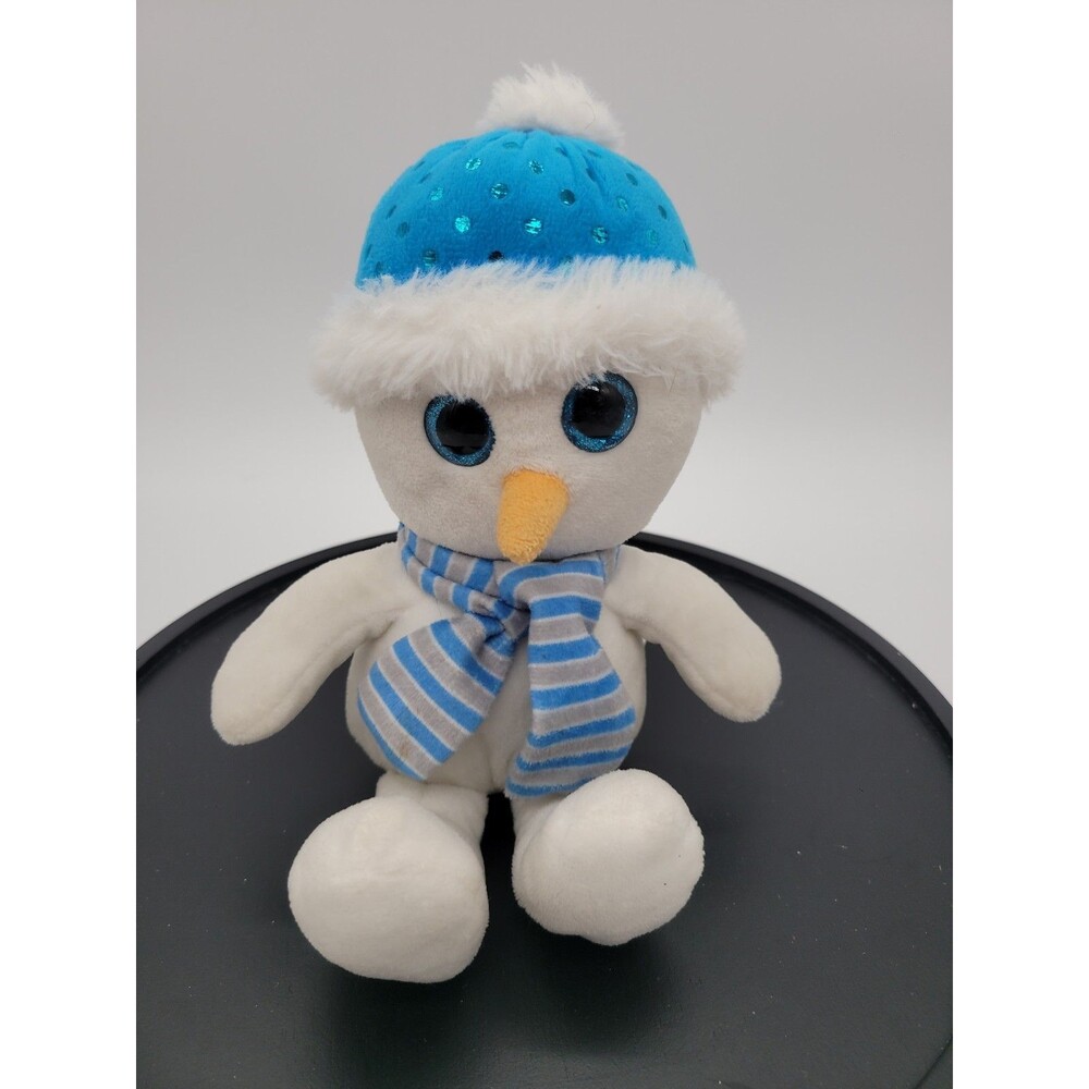 Hug Fun Hugfun Blue Snowman Plush Big Glitter Eyes  10" Stuffed Toy